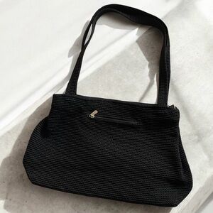 The Sak Large Crochet Double Zip Shoulder Tote Bag in Black